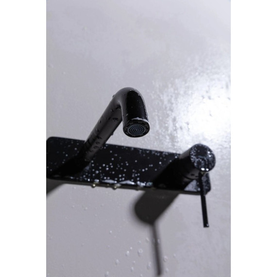 Смеситель для раковины настенный Allen Brau Glority 5.51004-31 (со скрытой частью) чёрный матовый фото 10