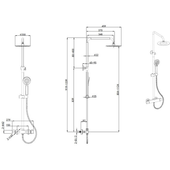 Душевая стойка с термостатом Allen Brau Eclipse 3.0 5.E1A11-31, чёрный матовый фото 5