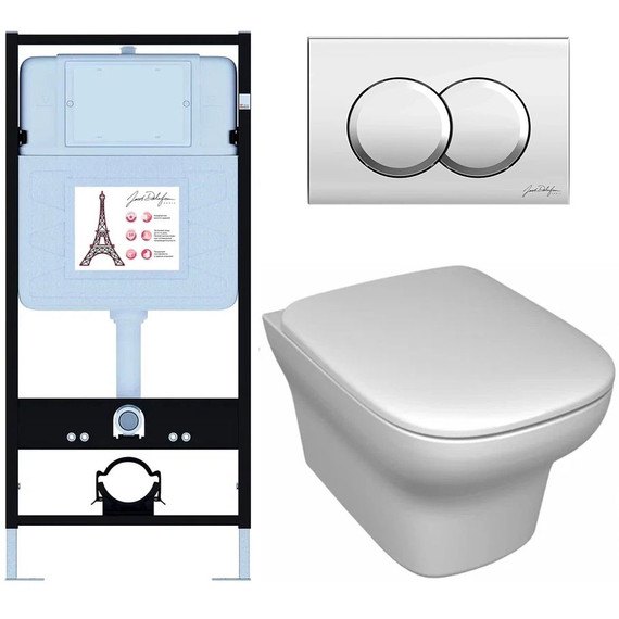 Инсталляция с подвесным безободковым унитазом Jacob Delafon Vox E21747RU-CP, сиденье с крышкой микролифт фото 