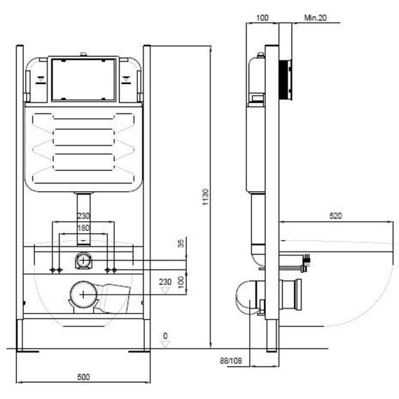 Инсталляция с подвесным безободковым унитазом Jacob Delafon Struktura EDE103-00, сиденье с крышкой микролифт фото 6
