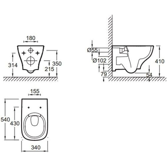 Инсталляция с подвесным безободковым унитазом Jacob Delafon Struktura EDE103-BL, сиденье с крышкой микролифт фото 7