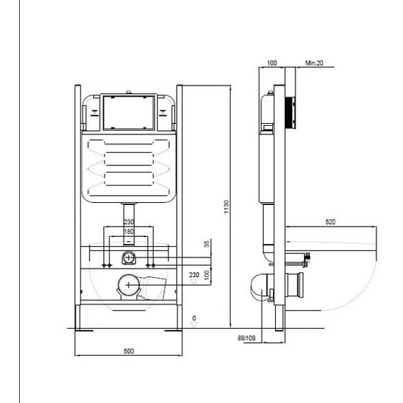 Инсталляция с подвесным безободковым унитазом Jacob Delafon Struktura EDF103-CP, сиденье с крышкой микролифт фото 4