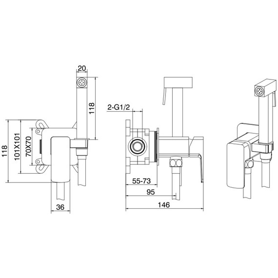 Набор для гигиенического душа Allen Brau Infinity 5.21005-31 (со скрытой частью) чёрный матовый фото 7