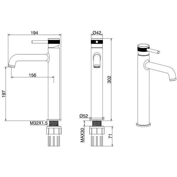 Смеситель для раковины высокий Allen Brau Priority 5.31002-00 фото 9