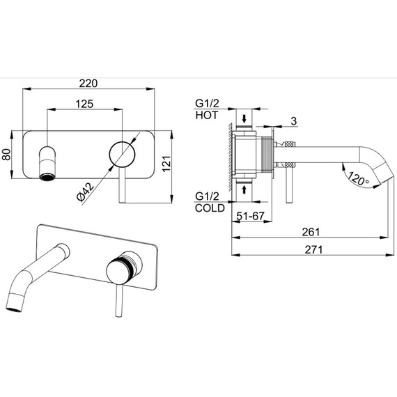 Смеситель для раковины настенный Allen Brau Priority 5.31003-00 (со скрытой частью) фото 10