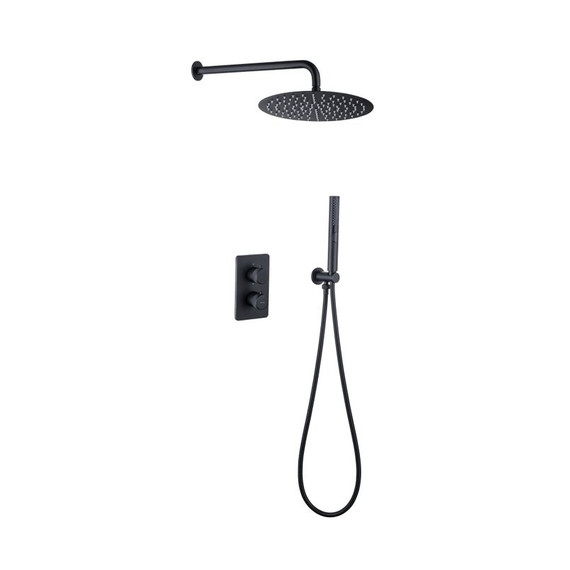 Душевая система для душа с термостатом Allen Brau Priority 5.31013-31, чёрный матовый фото 