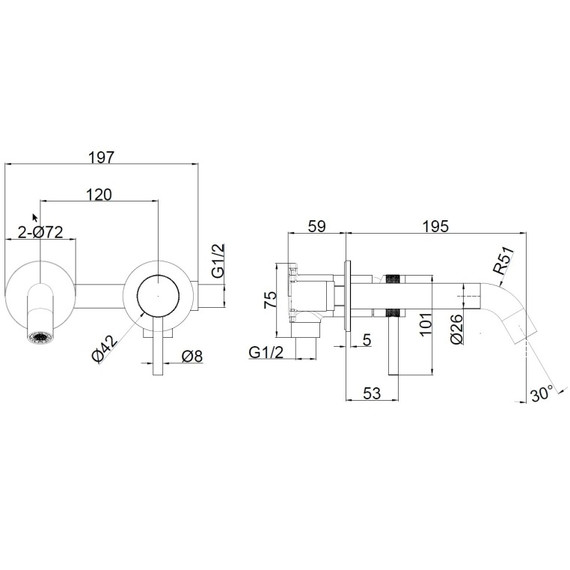 Смеситель для раковины настенный Allen Brau Priority 5.31030-MG (со скрытой частью) графит фото 2