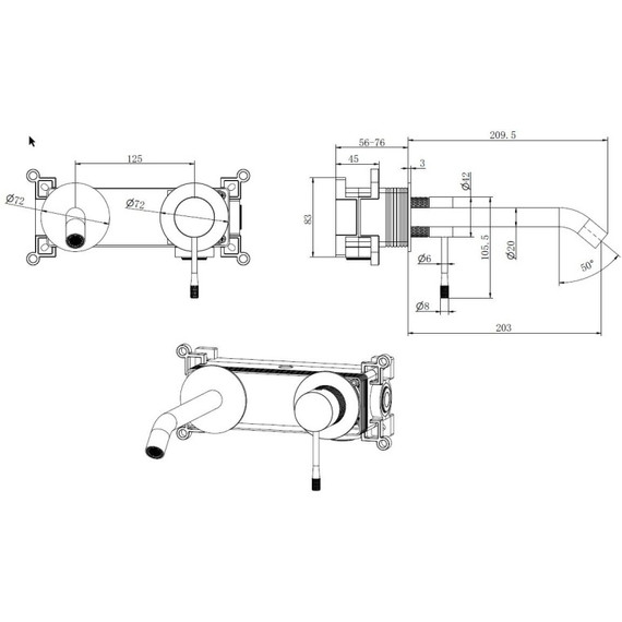 Смеситель для раковины настенный Allen Brau Priority 4.0 5.31C03-00 (со скрытой частью) фото 3
