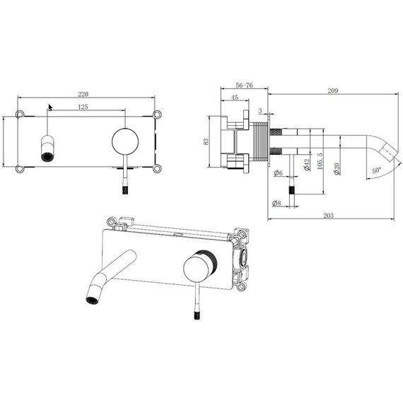 Смеситель для раковины настенный Allen Brau Priority 4.0 5.31D03-00 (со скрытой частью) фото 3