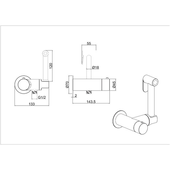 Набор для гигиенического душа с термостатом Allen Brau Thermo Rund 5.60001-00 фото 6