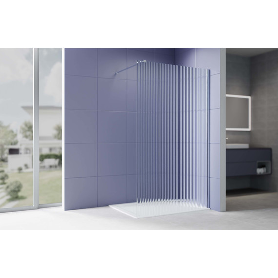 Душевая перегородка Aquatek Walk in 140 см AQ.WI.140.2CH (стекло 8 мм) с кронштейном в комплекте, серебро/матовое фото 