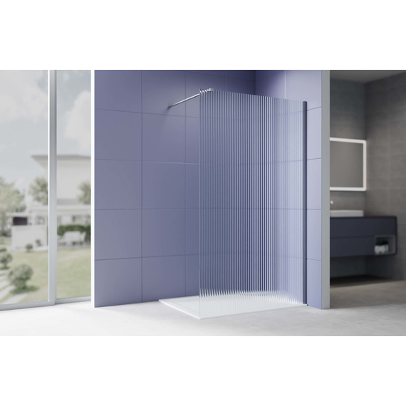 Душевая перегородка Aquatek Walk in 140 см AQ.WI.140.2GM (стекло 8 мм) с кронштейном в комплекте, оружейная сталь/матовое фото 