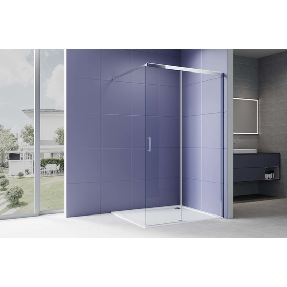 Душевая перегородка Aquatek Walk in 120 см AQ.WISL.120.1CH (стекло 8 мм) с кронштейном в комплекте, серебро/прозрачное фото 