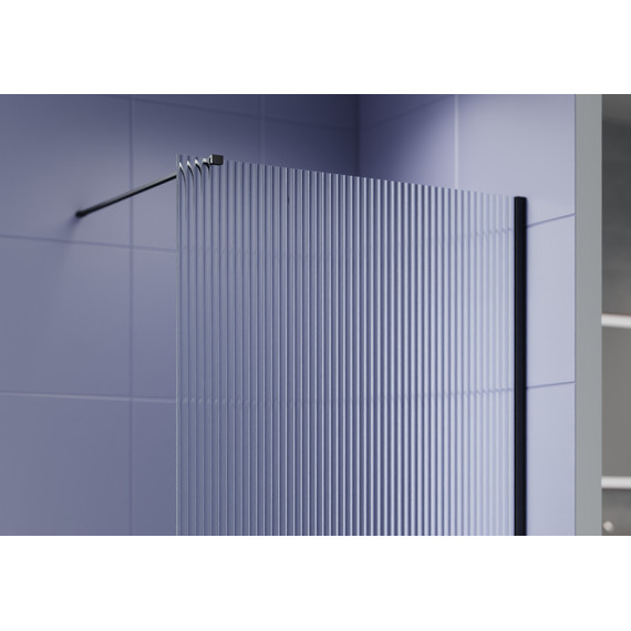 Душевая перегородка Aquatek Walk in 90 см AQ.WI.090.2BL (стекло 8 мм) с кронштейном в комплекте, чёрный матовый/матовое фото 3