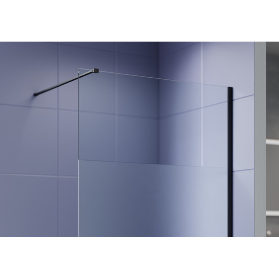 Душевая перегородка Aquatek Walk in 140 см AQ.WI.140.3BL (стекло 8 мм) с кронштейном в комплекте, чёрный матовый/матовое фото 2