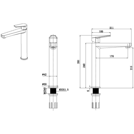 Смеситель для раковины Allen Brau Eclipse 5.E1002-00 с донным клапаном в комплекте фото 7