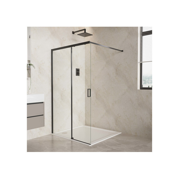 Душевая перегородка Aquatek Walk in 120 см AQ.WISL.120.1BL (стекло 8 мм) с кронштейном в комплекте, чёрный матовый/прозрачное фото 6