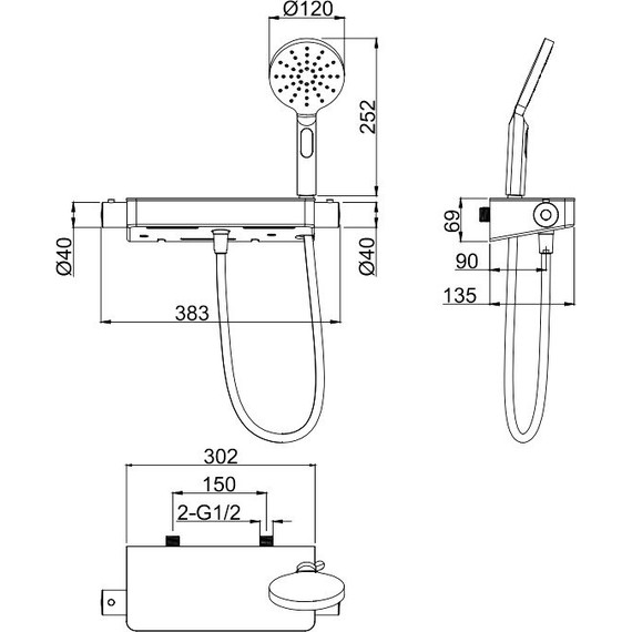 Смеситель для душа с термостатом Allen Brau Fantasy 5.11002-31, чёрный матовый фото 10