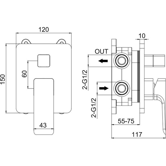 Смеситель для душа Allen Brau Infinity X2 5.21014-31 (со скрытой частью) чёрный матовый фото 7