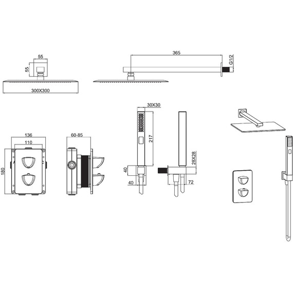 Душевая система для душа с термостатом Allen Brau Infinity 5.21016-31, чёрный матовый фото 2
