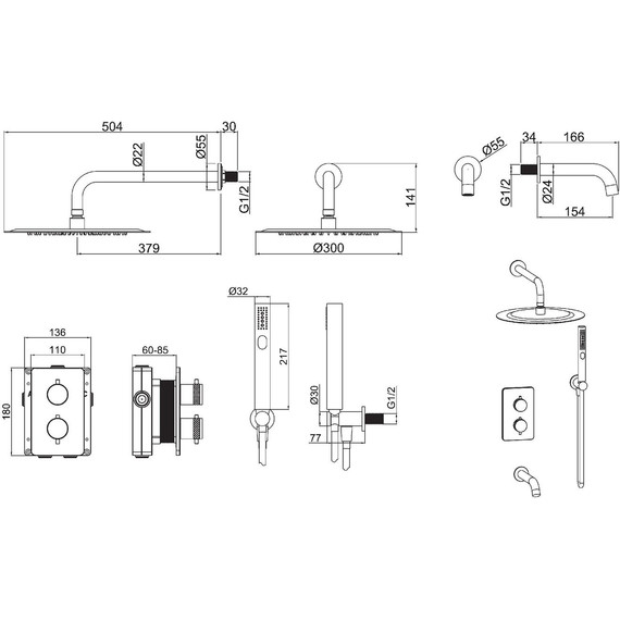 Душевая система для ванны с термостатом Allen Brau Priority 5.31014-31, чёрный матовый фото 2