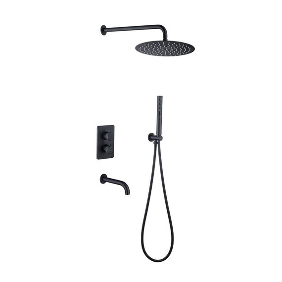 Душевая система для ванны с термостатом Allen Brau Priority 5.31014-31, чёрный матовый фото 
