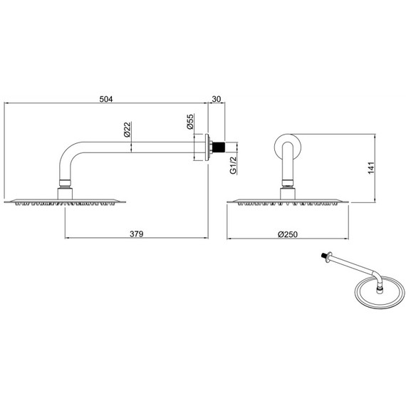 Верхний душ Allen Brau Priority 250 мм 5.31017-MG, графит фото 2