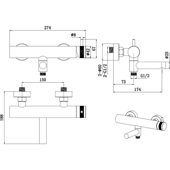 Смеситель для ванны Allen Brau Priority 5.31B10-31, чёрный матовый фото 4