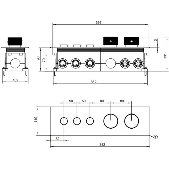 Смеситель для душа с термостатом Allen Brau Liberty 5.33003-MG (со скрытой частью) графит фото 2
