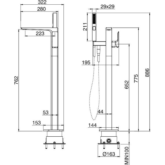 Смеситель для ванны Allen Brau Infinity 5.21009-31 (со скрытой частью) чёрный матовый фото 19