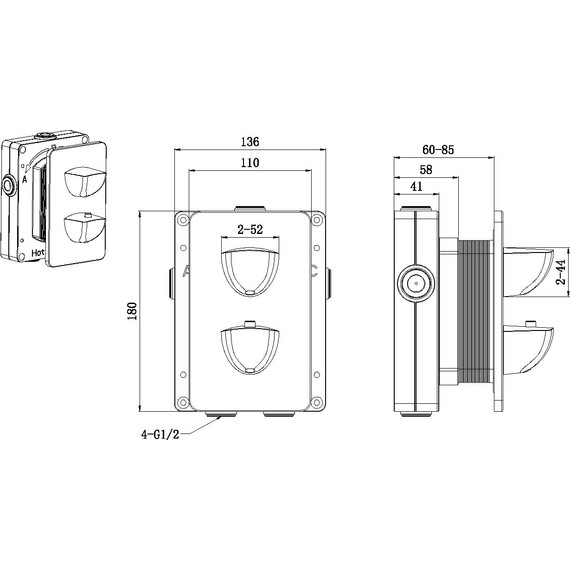 Смеситель для ванны с термостатом Allen Brau Infinity 5.21316-00 (со скрытой частью) фото 4