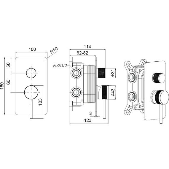 Смеситель для ванны Allen Brau Priority 5.31A11-MG (со скрытой частью) графит фото 7