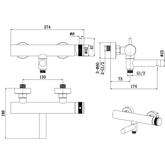 Смеситель для ванны Allen Brau Priority 5.31B10-00 фото 3
