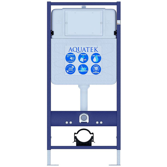 Инсталляция с подвесным унитазом комплект: Aquatek INS-0000012 с подвесным безободковым унитазом Оберон AQ1363WT-00 сиденье микролифт (Система смыва торнадо) фото 3