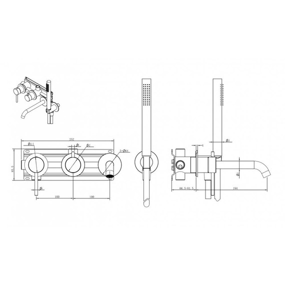 Смеситель для ванны Abber Wasser Kreis 316 AF8130BG (со скрытой частью) золото брашированное фото 3