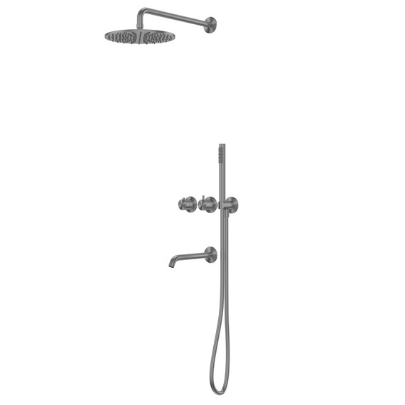 Душевая система для ванны с термостатом Abber Wasser Kreis 316 AF8150BGG, оружейная сталь брашированная фото 