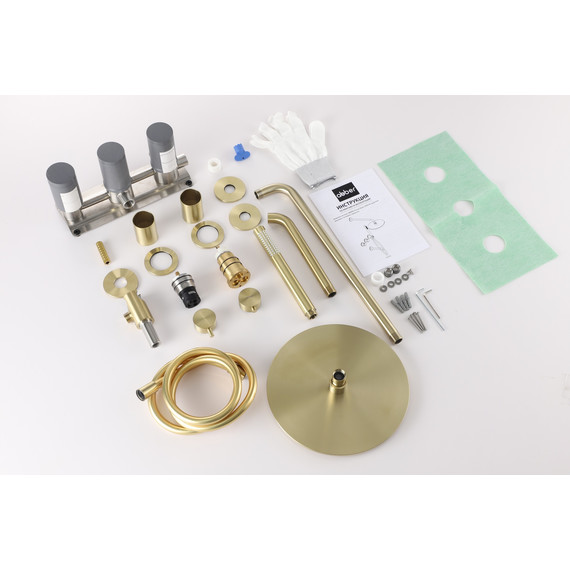 Душевая система для ванны с термостатом Abber Wasser Kreis 316 AF8150BG, золото брашированное фото 2