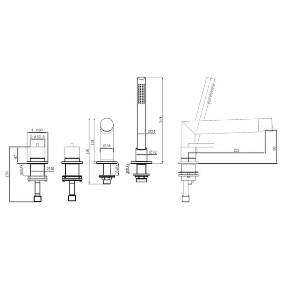 Смеситель для ванны Abber Perfekte 316 AF8A13BST, сталь брашированная фото 2