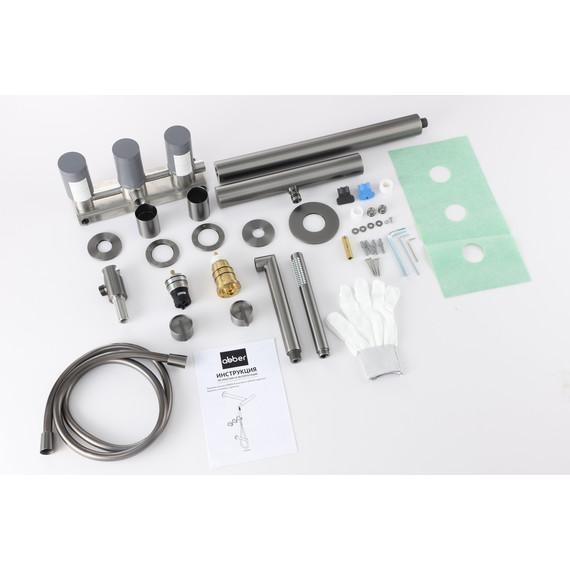 Душевая система для ванны с термостатом Abber Perfekte 316 AF8A50BGG, оружейная сталь брашированная фото 2