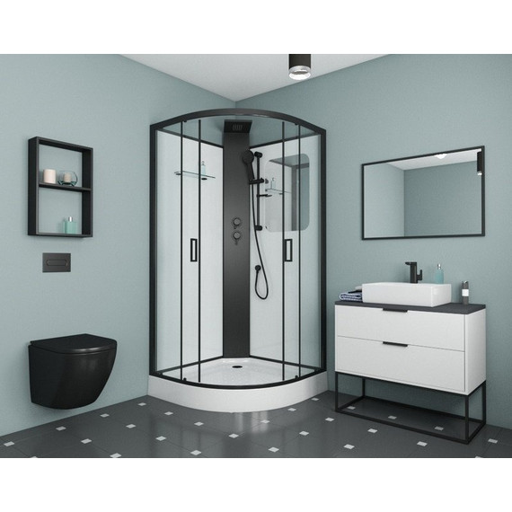 Душевая кабина Grossman Elegans 100x100 см GR250, чёрный/прозрачное фото 2