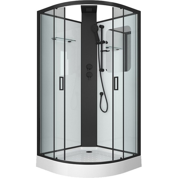 Душевая кабина Grossman Elegans 100x100 см GR250, чёрный/прозрачное фото 