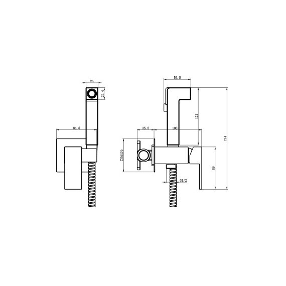 Гигиенический душ Azario Graves AZ-KFX03B (со скрытой частью) чёрный матовый фото 3