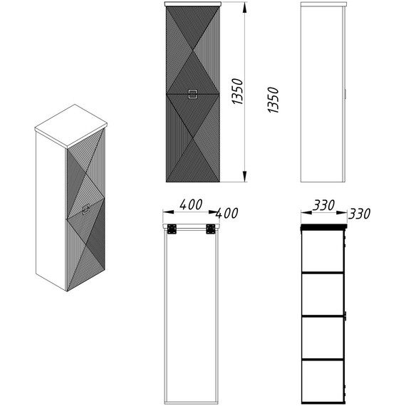 Пенал подвесной Azario Zena 40 см CS00096930, белый глянцевый фото 2