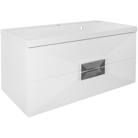 Тумба подвесная с раковиной Azario Zena 100/2 100 см CS00096981, белый глянцевый фото 2