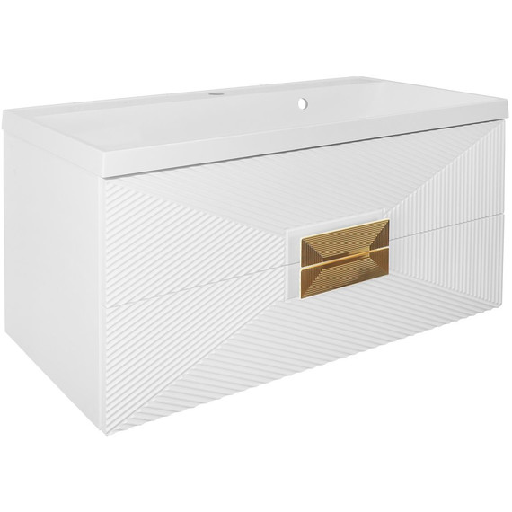 Тумба подвесная с раковиной Azario Zena 100/2 100 см CS00097709, белый глянцевый фото 2