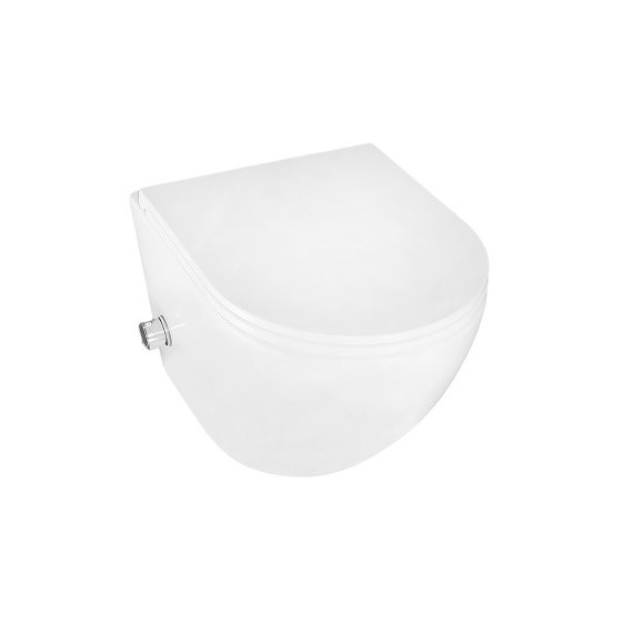 Унитаз-биде подвесной безободковый Azario Grado AZ-046E-NR с тонкой крышкой микролифт (система смыва Торнадо) фото 3