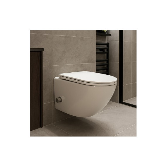 Унитаз-биде подвесной безободковый Azario Grado AZ-046E-NR с тонкой крышкой микролифт (система смыва Торнадо) фото 15