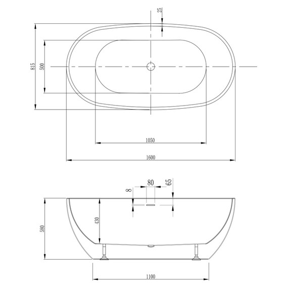 Ванна отдельностоящая Abber 160x81,5 см AB9263-1.6 фото 10