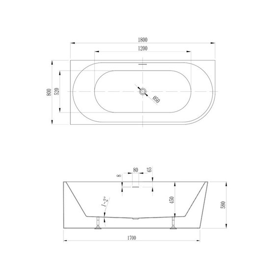 Ванна акриловая Abber 180x80 см AB9502-1.8 L фото 9