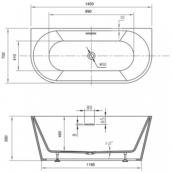 Ванна акриловая Abber 140x70 см AB9503-1.4 фото 10